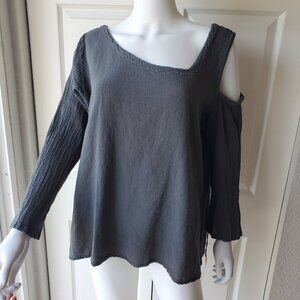Oh My Gauze NWT Size 2 Gray 100% Cotton Long Sleeve Asymmetrical Top